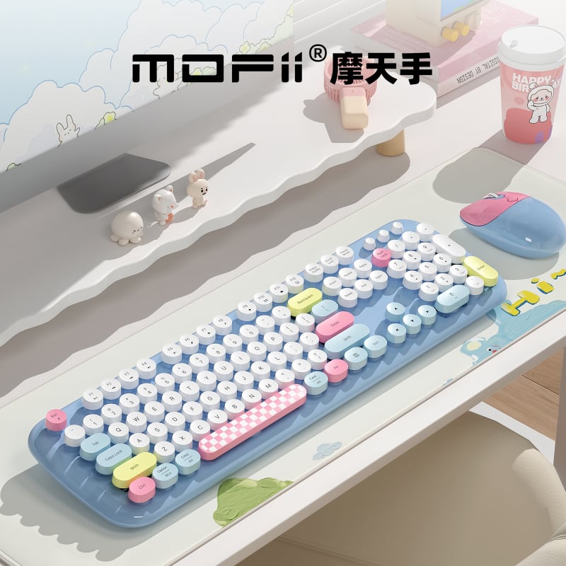 MOFII Zero Bežični set tipkovnice i miša – USB sučelja, 1600dpi optički senzor, ergonomski, vodootporan, za ured/prijenosno računalo