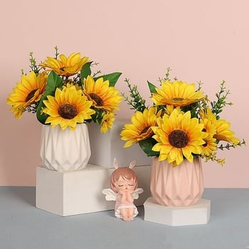 Napraforgó művirág - Vezetékkel szőtt szerkezet, esküvői dekoráció, nappali és étkező dísze