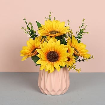 Napraforgó művirág - Vezetékkel szőtt szerkezet, esküvői dekoráció, nappali és étkező dísze