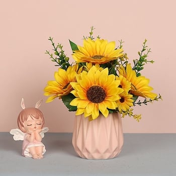 Napraforgó művirág - Vezetékkel szőtt szerkezet, esküvői dekoráció, nappali és étkező dísze