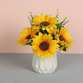 Napraforgó művirág - Vezetékkel szőtt szerkezet, esküvői dekoráció, nappali és étkező dísze