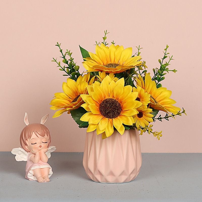 Napraforgó művirág - Vezetékkel szőtt szerkezet, esküvői dekoráció, nappali és étkező dísze