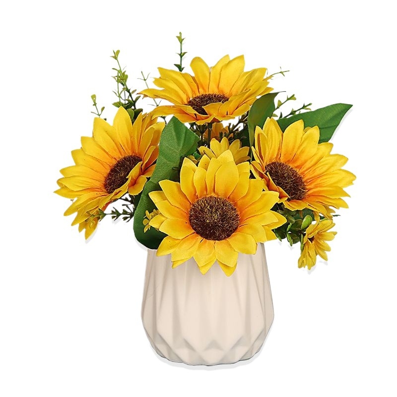 Napraforgó művirág - Vezetékkel szőtt szerkezet, esküvői dekoráció, nappali és étkező dísze