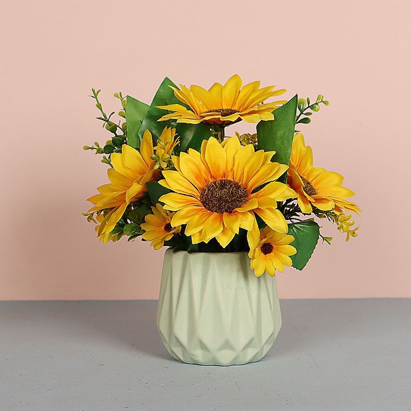 Napraforgó művirág - Vezetékkel szőtt szerkezet, esküvői dekoráció, nappali és étkező dísze