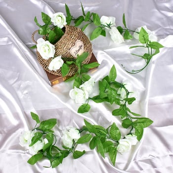 9 fejű mű rózsa futó, selyem virágok, kültéri dekoráció, ideális esküvőkhöz és rekvizíc fotózáshoz