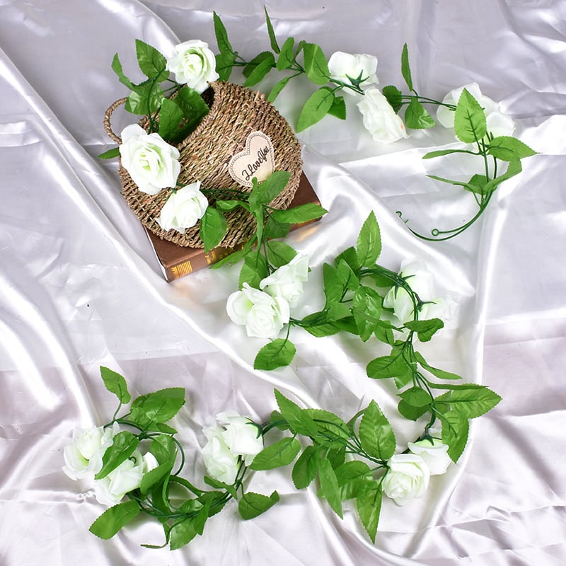 9 fejű mű rózsa futó, selyem virágok, kültéri dekoráció, ideális esküvőkhöz és rekvizíc fotózáshoz