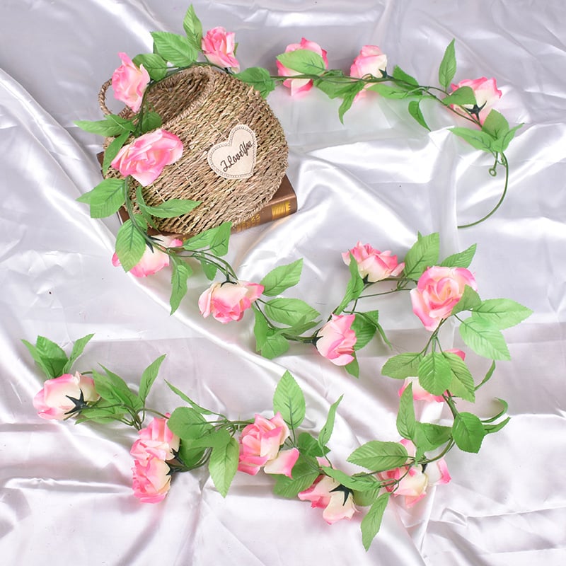 9 fejű mű rózsa futó, selyem virágok, kültéri dekoráció, ideális esküvőkhöz és rekvizíc fotózáshoz