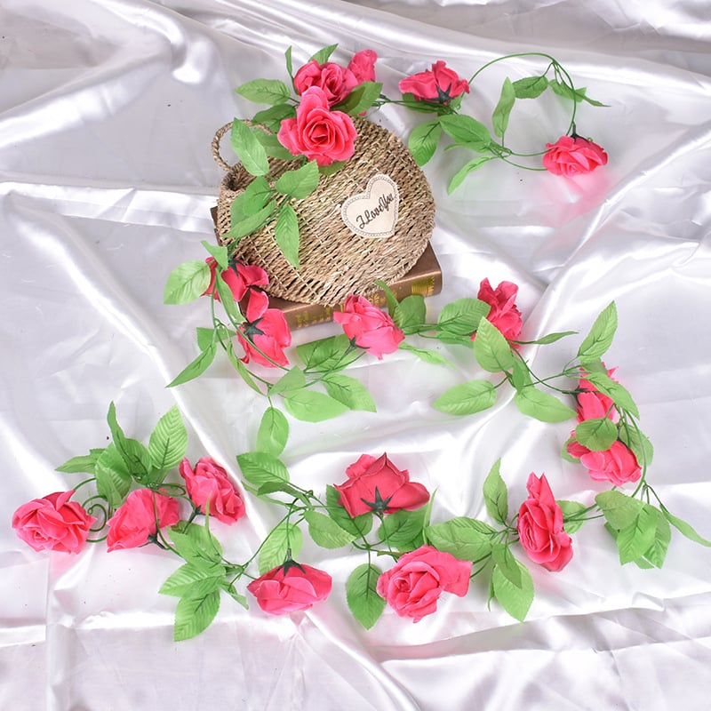 9 fejű mű rózsa futó, selyem virágok, kültéri dekoráció, ideális esküvőkhöz és rekvizíc fotózáshoz
