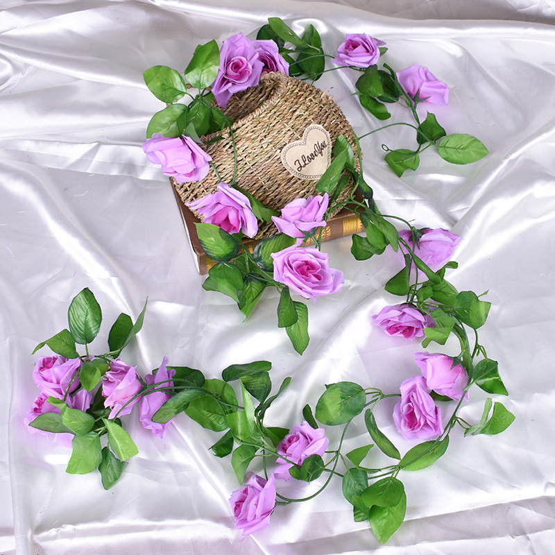 9 fejű mű rózsa futó, selyem virágok, kültéri dekoráció, ideális esküvőkhöz és rekvizíc fotózáshoz