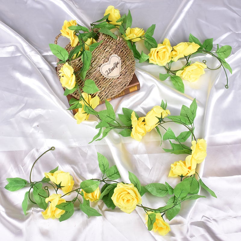 9 fejű mű rózsa futó, selyem virágok, kültéri dekoráció, ideális esküvőkhöz és rekvizíc fotózáshoz