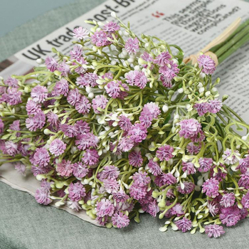 Saténová gipsofília kytica, Starry Sky odroda, namaľované a reliéfne detaily, lisovanie vstrekovaním, dekor pre domáce použitie a rekvizity na fotenie