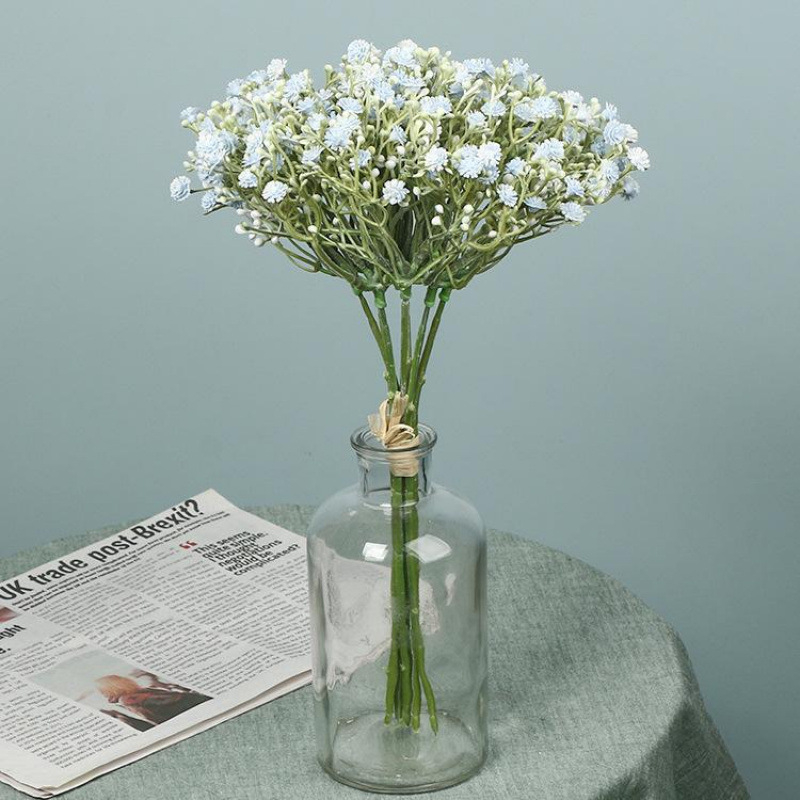 Saténová gipsofília kytica, Starry Sky odroda, namaľované a reliéfne detaily, lisovanie vstrekovaním, dekor pre domáce použitie a rekvizity na fotenie