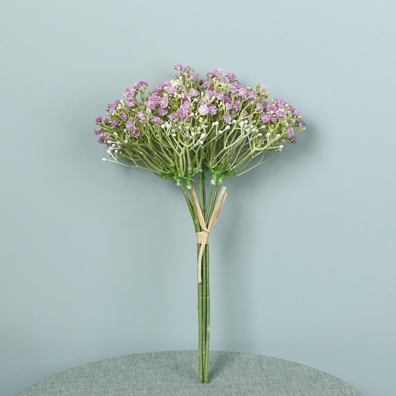 Saténová gipsofília kytica, Starry Sky odroda, namaľované a reliéfne detaily, lisovanie vstrekovaním, dekor pre domáce použitie a rekvizity na fotenie