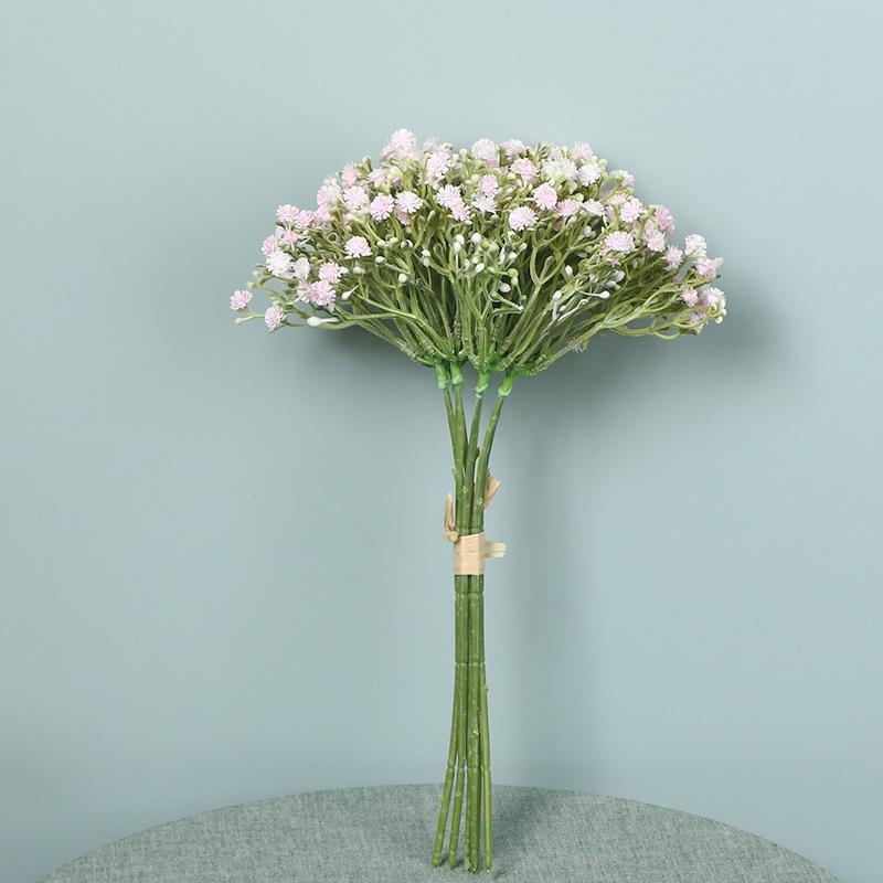 Saténová gipsofília kytica, Starry Sky odroda, namaľované a reliéfne detaily, lisovanie vstrekovaním, dekor pre domáce použitie a rekvizity na fotenie