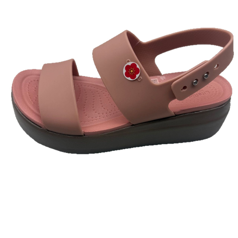 Moterų paplūdimių sandalai – atvira pirštų danga, sagties dirželis su sagtimi, platforma su kliniu, TPU viršus, EVA padas, kulno aukštis 3–6 cm