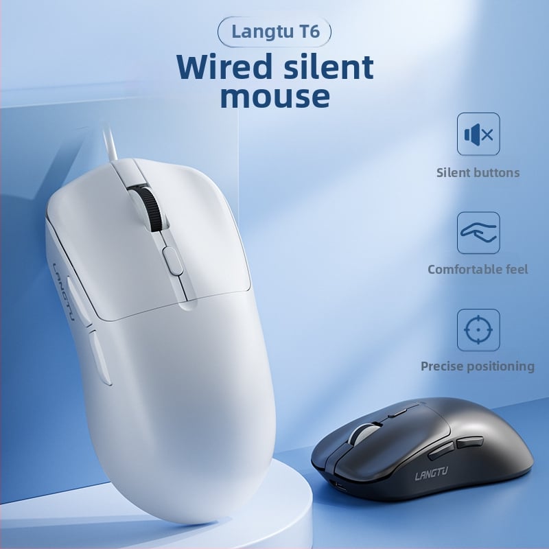 Langtu T6 кабелна мишка с оптичен сензор, 1600 DPI, 5 бутона, ергономичен дизайн