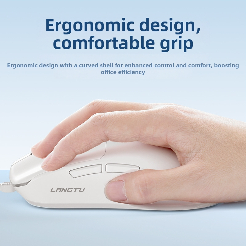 Langtu T6 ar kabeli optiskā pele, ergonomisks dizains, 1600 DPI, 5 pogas
