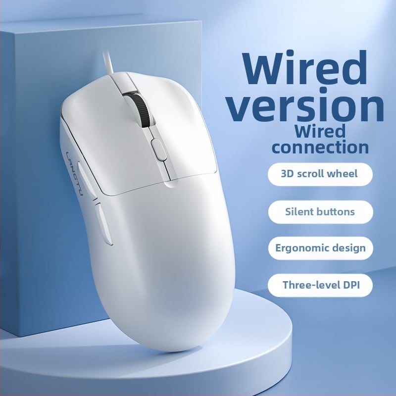 Langtu T6 кабелна мишка с оптичен сензор, 1600 DPI, 5 бутона, ергономичен дизайн