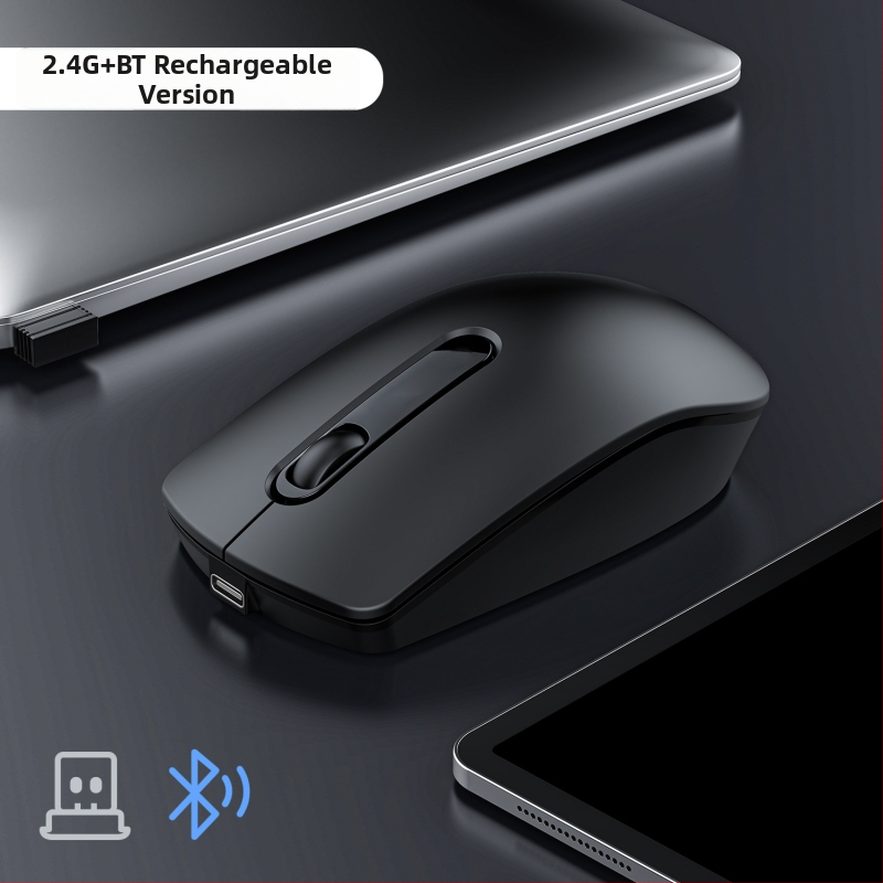 Безжична Bluetooth мишка с двойно режимно свързване 2.4G/Bluetooth, 1600dpi, 3 бутона, обхват до 10 м за лаптоп/офис