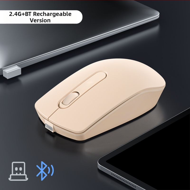 Безжична Bluetooth мишка с двойно режимно свързване 2.4G/Bluetooth, 1600dpi, 3 бутона, обхват до 10 м за лаптоп/офис