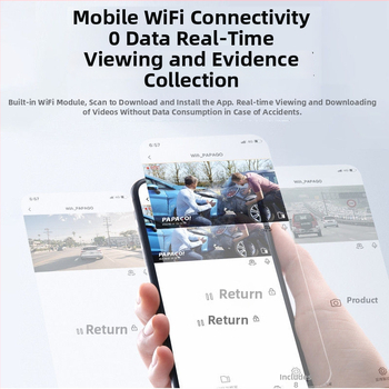 Papago! N120/N100, cameră auto fără ecran, cu control vocal, HD Night Vision, unghi 120°, 4 MP, card SD, rețea 2G