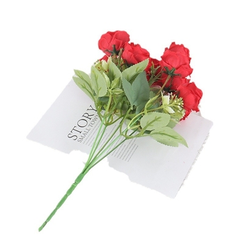 Hodvábna ruža – 10‑hlavá ruža, diamantový efekt, vidiecky záhradný štýl, vonkajšia dekorácia a domáce aranžovanie kvetov, značka XH