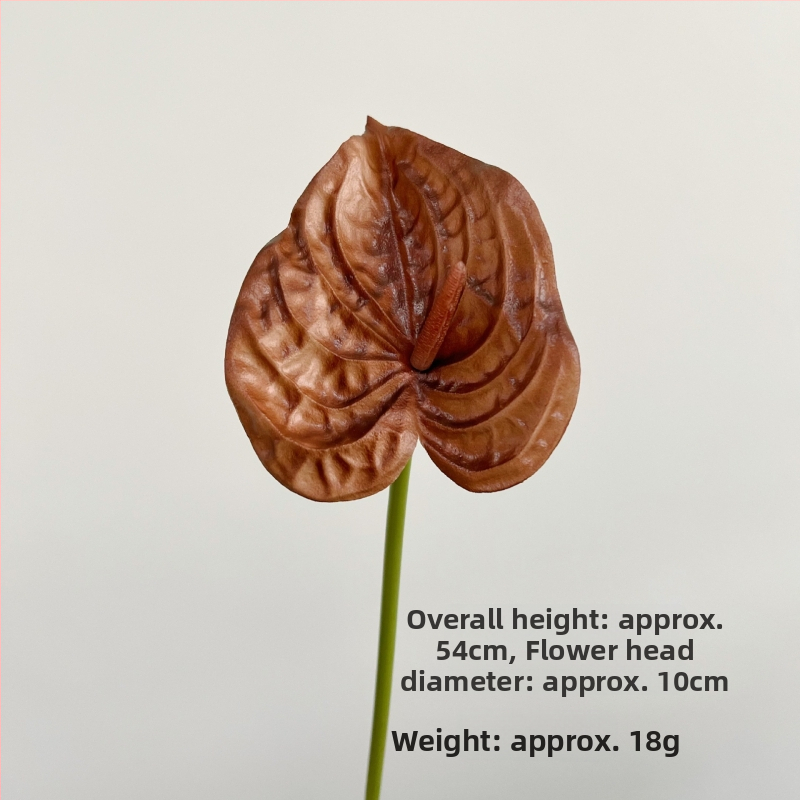 Umelý kvet anthurium z PU s realistickou textúrou, jeden stvol pre floristické aranžmány