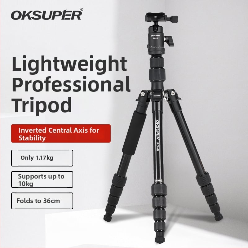 OKSUPER RG-4i Trepied cu Cap cu Bilă, 5 Secțiuni, Aliaj de Aluminiu, Capacitate de Încărcare 6–10 kg, Greutate 1,17 kg, Fără Placă de Eliberare Rapidă
