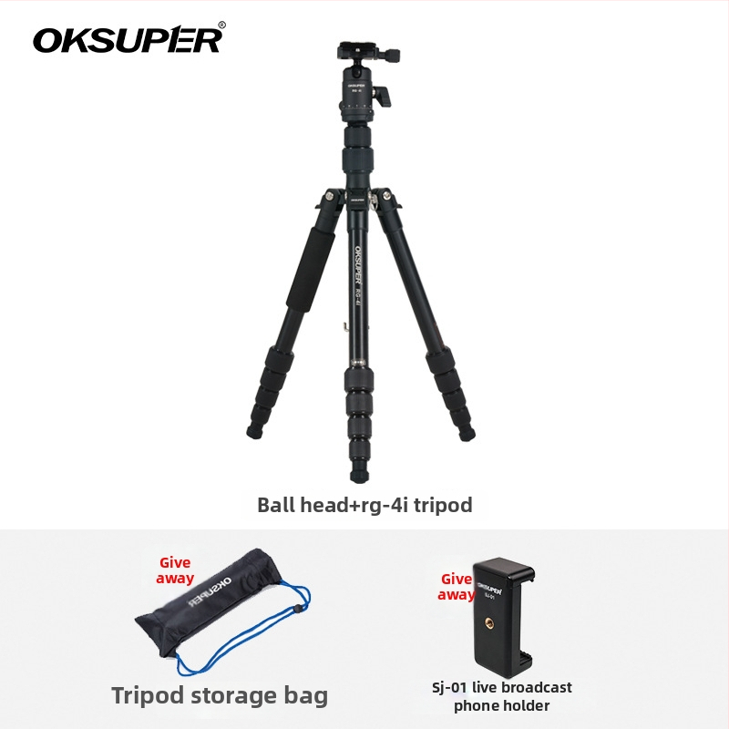 OKSUPER RG-4i Trepied cu Cap cu Bilă, 5 Secțiuni, Aliaj de Aluminiu, Capacitate de Încărcare 6–10 kg, Greutate 1,17 kg, Fără Placă de Eliberare Rapidă