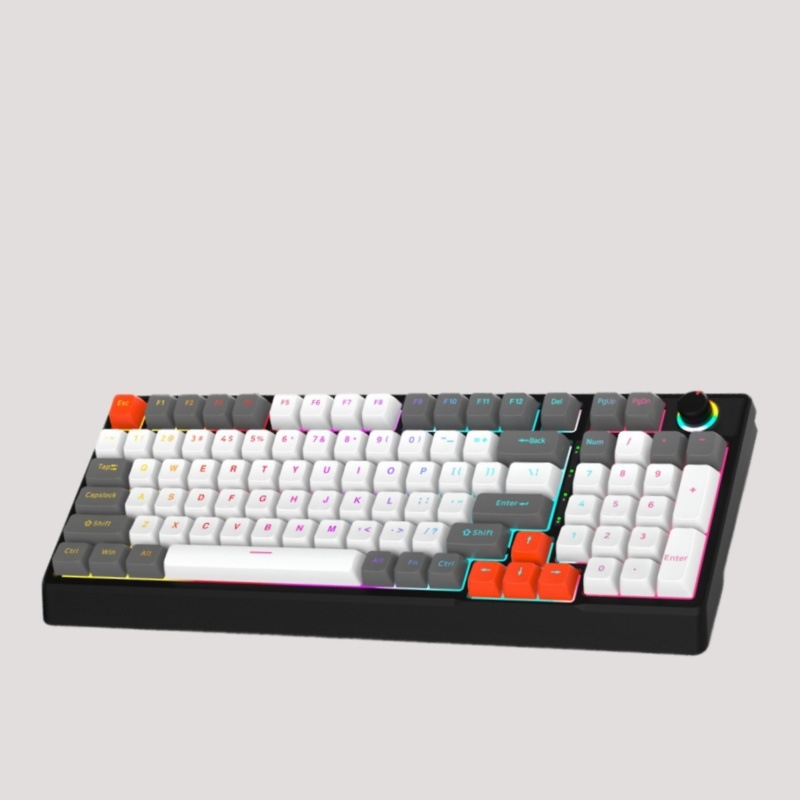 Mechanikus billentyűzet kék kapcsolóval, több mint 98 billentyű, vezetékes csatlakozás, RGB háttérvilágítás