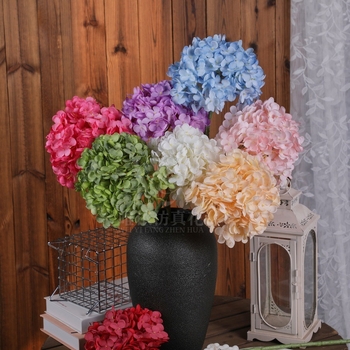 Mesterséges hortenzia virág, egy szárú, olajfestmény stílusú, esküvői dekoráció és fotózás kellékei