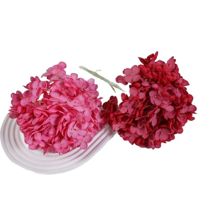 Mesterséges hortenzia virág, egy szárú, olajfestmény stílusú, esküvői dekoráció és fotózás kellékei
