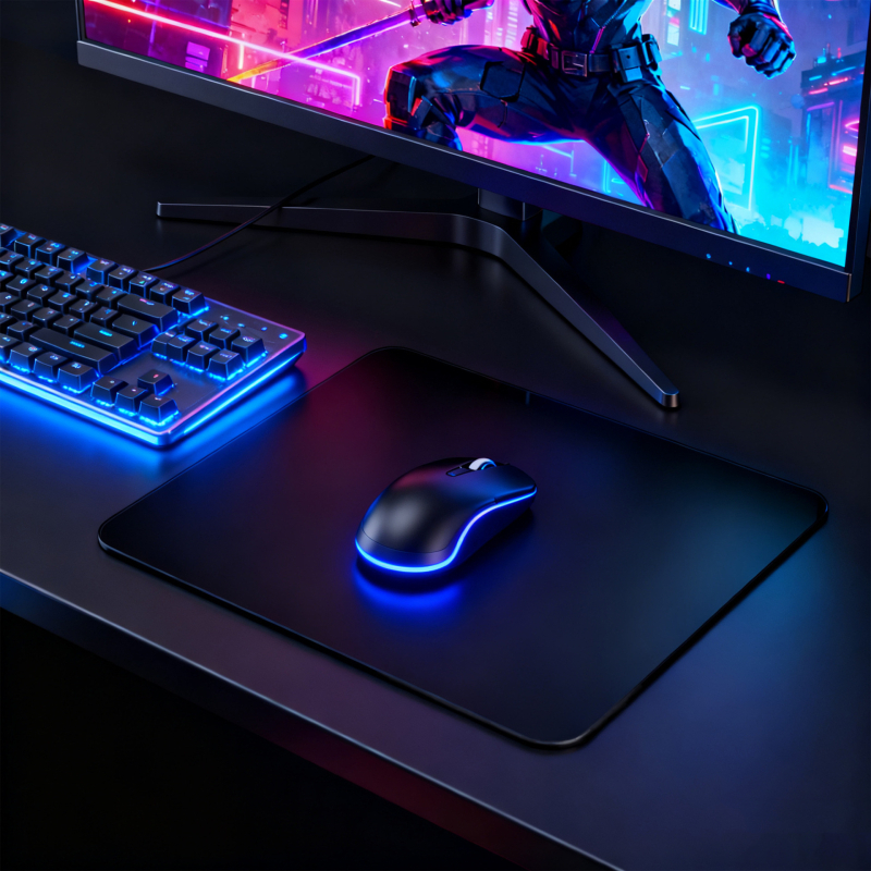 Игрова подложка за мишка от закалено стъкло, едностранна, против приплъзване, лого с термопечат, персонализиране