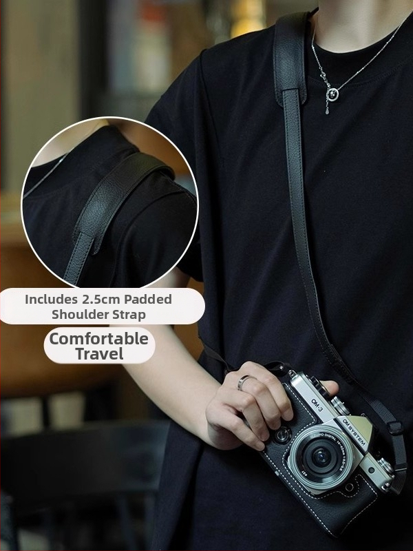 Kožená taška na fotoaparát, štýl kabelky, unisex, jar 2025