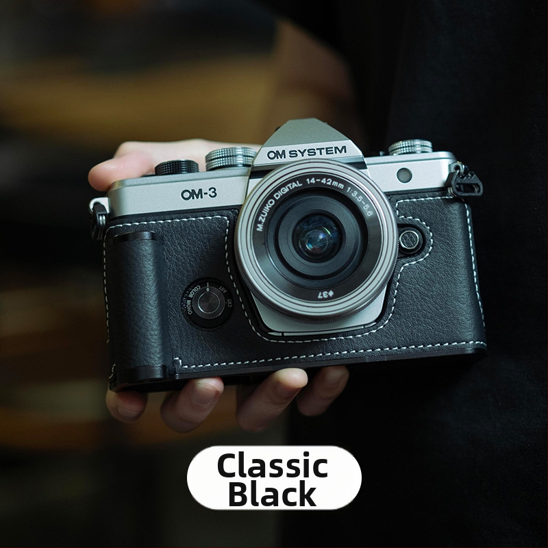 Fotoaparatų krepšys iš natūralios odos, rankinės stiliaus, universalus, 2025 m. pavasaris