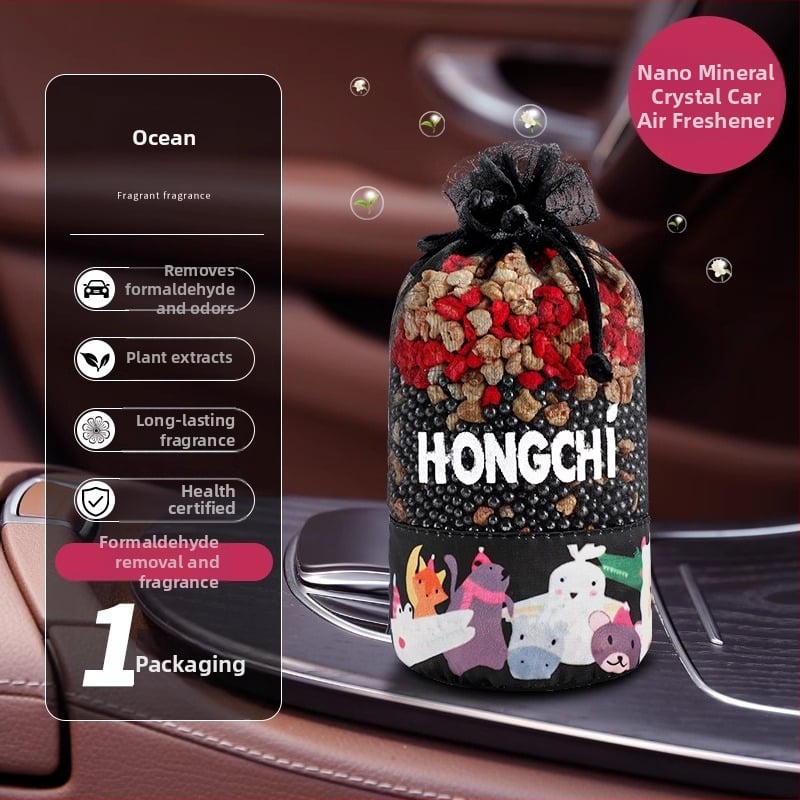 Автомобилен въздухоосвежител с жасминови сушени цветя и аромат улонг чай, нанокристали, естествена изработка, модерен дизайн