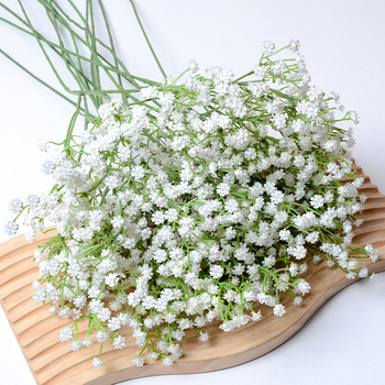 Hua Qianxi mesterséges gypsophila – puha gumi anyagból, háromágú szár, esküvői dekoráció, kézben tartható műanyag virág