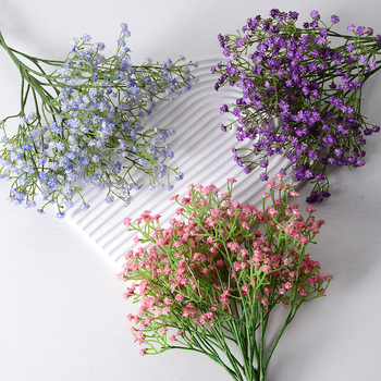 Hua Qianxi mesterséges gypsophila – puha gumi anyagból, háromágú szár, esküvői dekoráció, kézben tartható műanyag virág