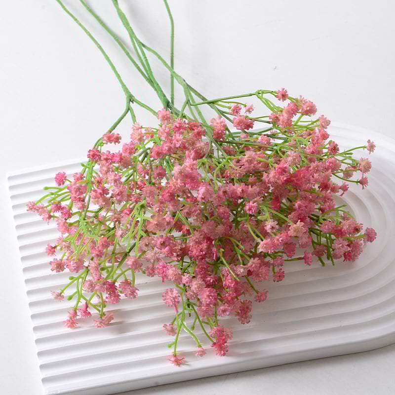 Hua Qianxi mesterséges gypsophila – puha gumi anyagból, háromágú szár, esküvői dekoráció, kézben tartható műanyag virág