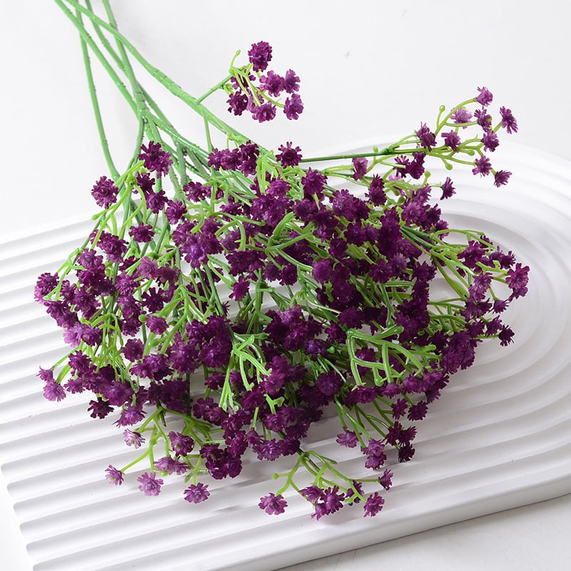 Hua Qianxi mesterséges gypsophila – puha gumi anyagból, háromágú szár, esküvői dekoráció, kézben tartható műanyag virág