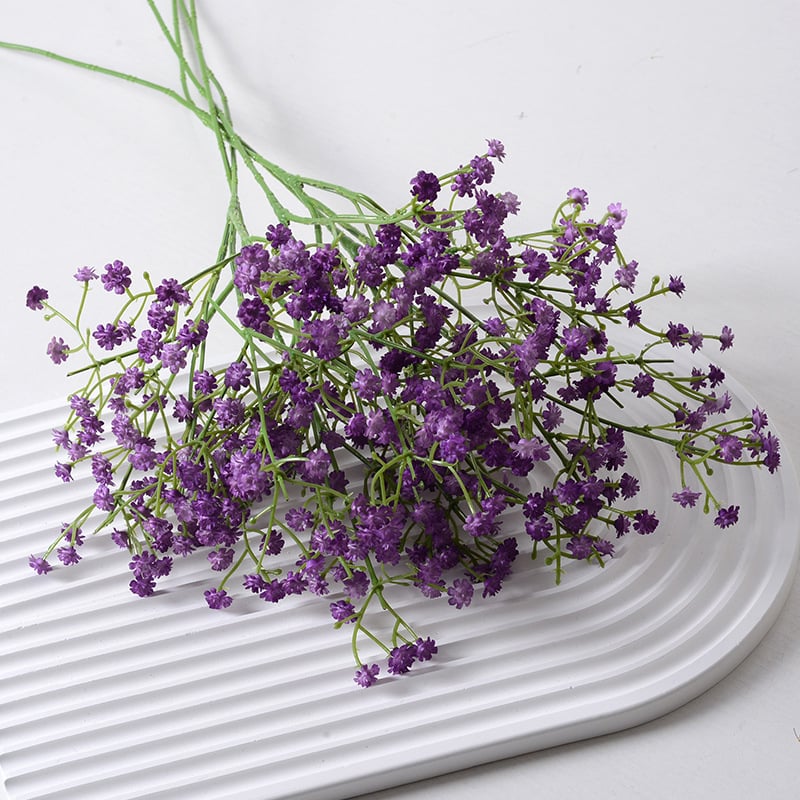 Hua Qianxi mesterséges gypsophila – puha gumi anyagból, háromágú szár, esküvői dekoráció, kézben tartható műanyag virág