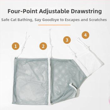 Harmadik generációs macska mosó táska, kibővített kialakítás, fürdetéshez és körömápoláshoz, karcolás elleni rögzítő tasak
