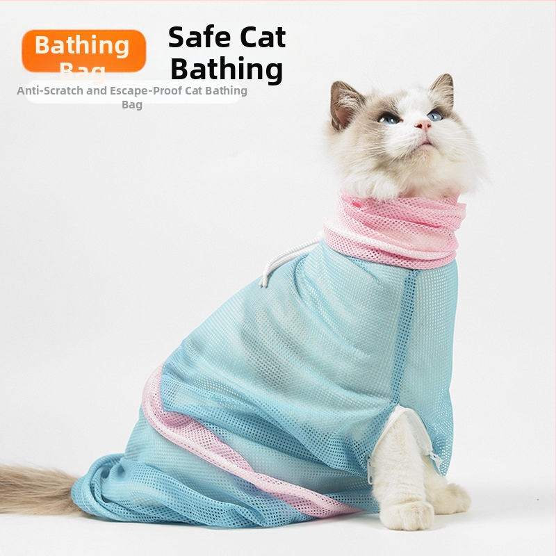 Harmadik generációs macska mosó táska, kibővített kialakítás, fürdetéshez és körömápoláshoz, karcolás elleni rögzítő tasak