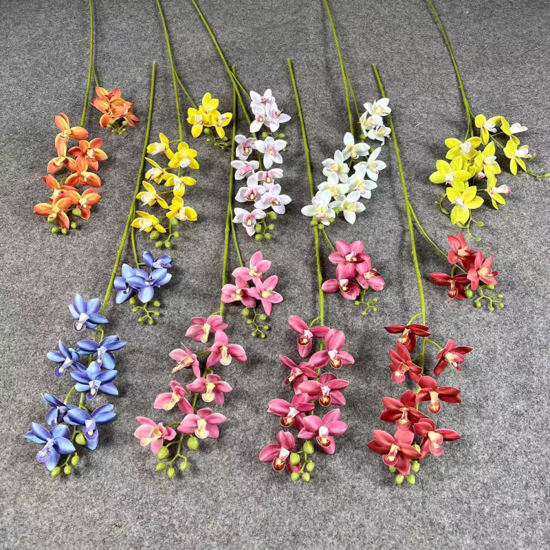 Kétágú selyemorchidea művirág esküvői és otthoni dekorációhoz — Youyi Márka; Anyag: Selyem virág; Használat: esküvők, fotózási kellékek, otthoni dekoráció