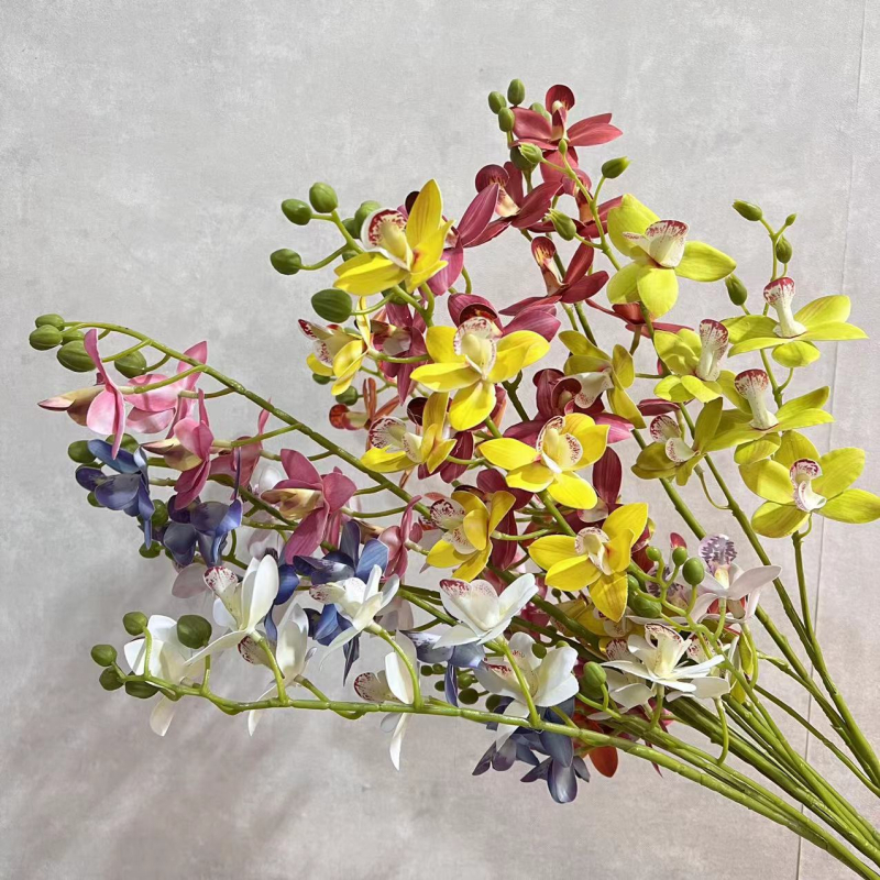 Kétágú selyemorchidea művirág esküvői és otthoni dekorációhoz — Youyi Márka; Anyag: Selyem virág; Használat: esküvők, fotózási kellékek, otthoni dekoráció