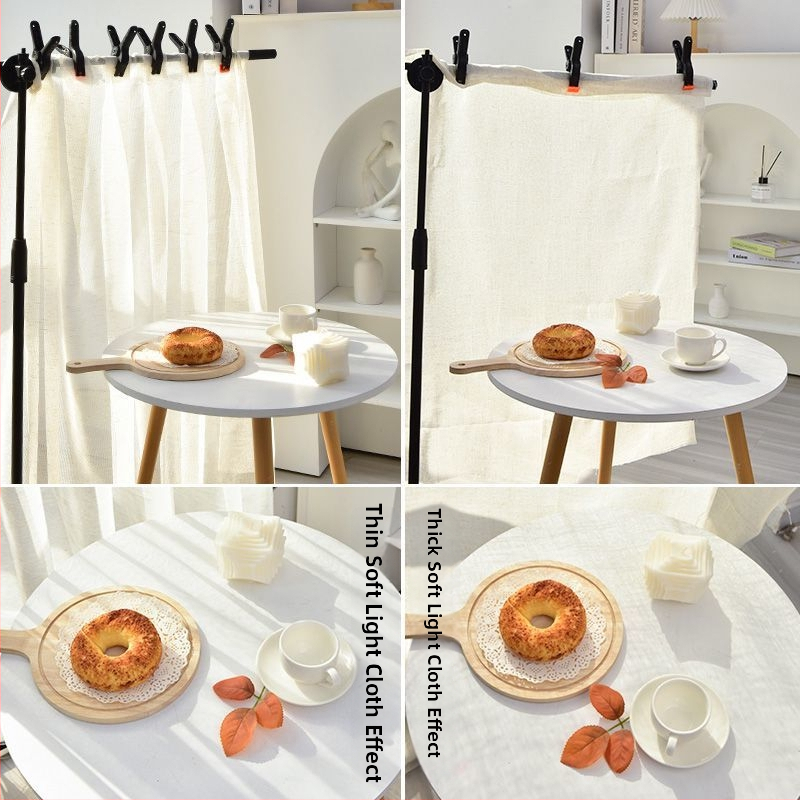 Fotogrāfijas fons audums – 100% kokvilna, maigā gaisma, caurspīdīgs audums still life un ēdienu fotografijām