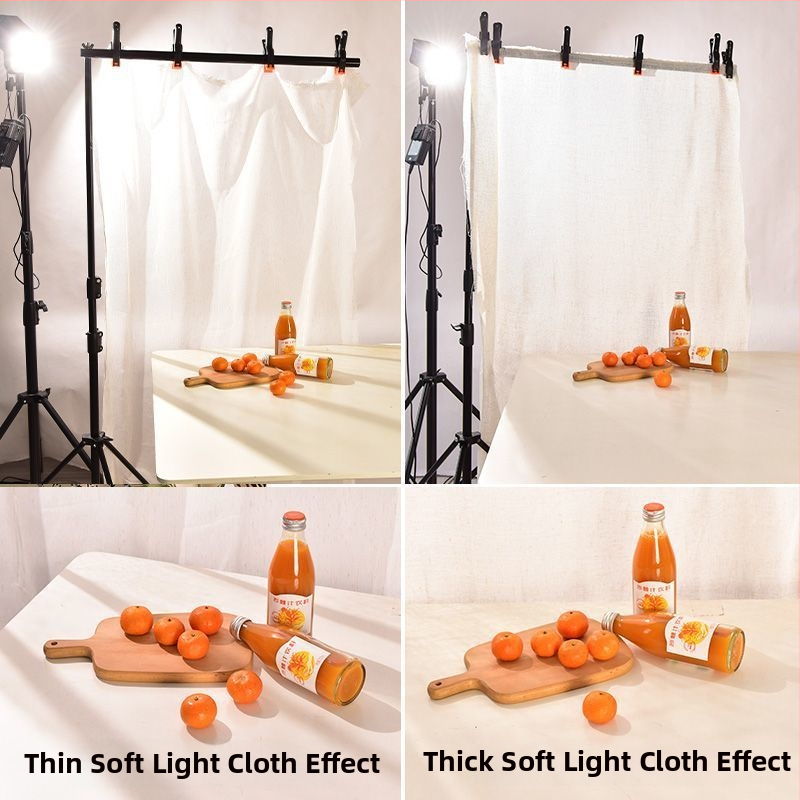 Fotogrāfijas fons audums – 100% kokvilna, maigā gaisma, caurspīdīgs audums still life un ēdienu fotografijām