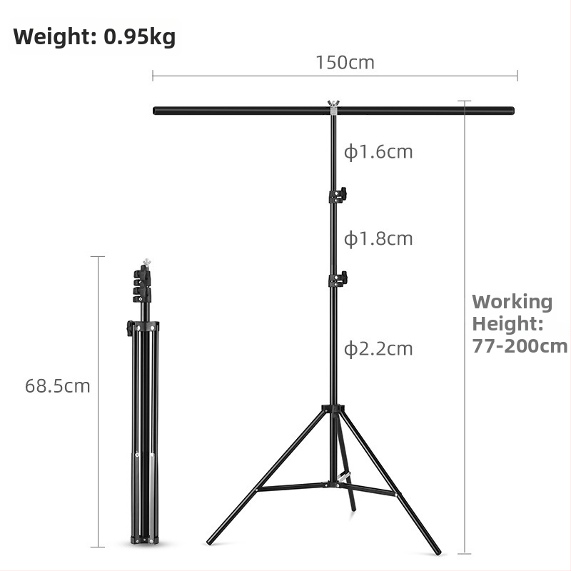 Zhijie Stojan na fotografické pozadie, 3 diely, priemer trubky 2,2/1,8/1,6 cm, hmotnosť 0,95 kg
