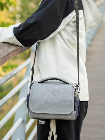 Bezdrobinė veidrodinė kamera krepšys – drobės medžiaga, pamušalas iš drobės, per petį stiliaus, tinka kameroms su viena baterija