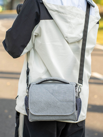 Bezdrobinė veidrodinė kamera krepšys – drobės medžiaga, pamušalas iš drobės, per petį stiliaus, tinka kameroms su viena baterija